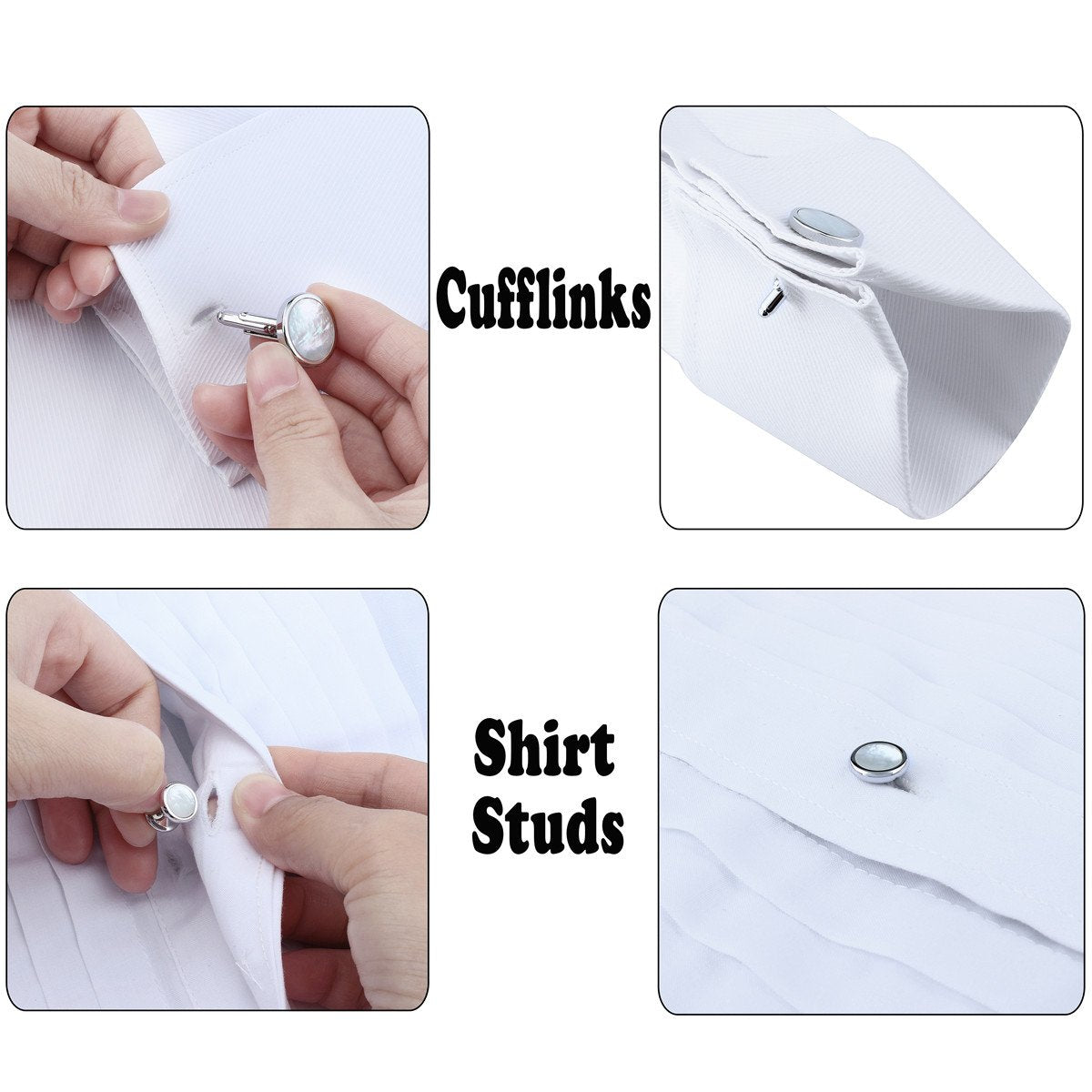 Fashion Mother-of-Pearl Tuxedo Shirt Button and Cufflink Set