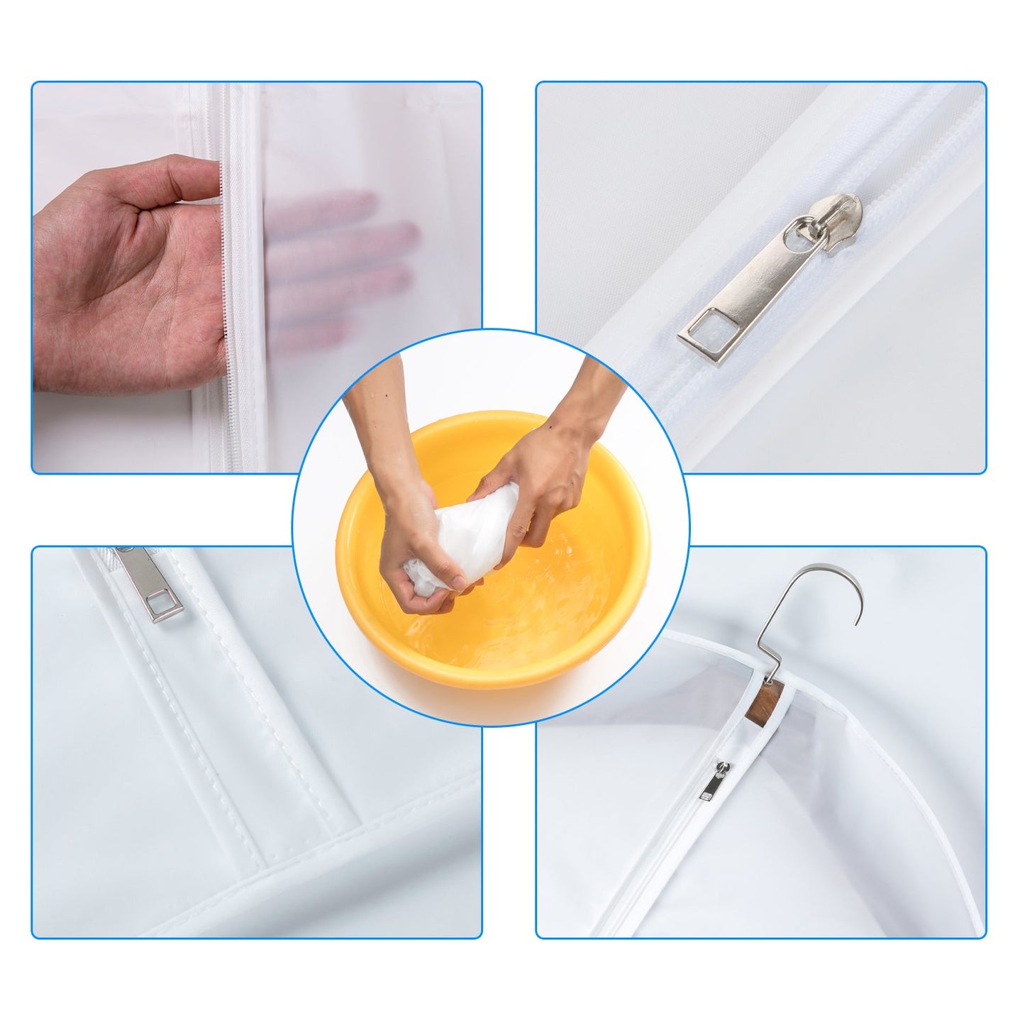 Clear Garment Bags Clothes Covers Protecting Dusts (Set of 12) for Storage Plastic Garment Bags Hanging Clothes Bags Dress Bag for Gowns Long with Zipper for Closet - 24'' x 40''/12 Pack