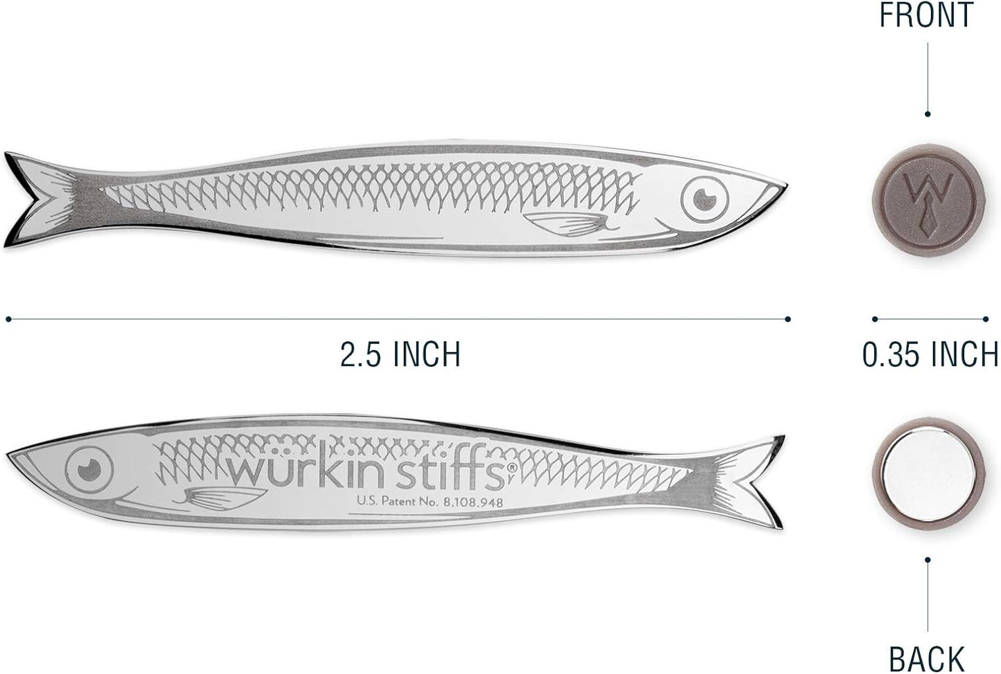 Wurkin Stiffs 2.5 inch Sushi Stays Metal Magnetic Fish Collar Stays and Magnets with storage case