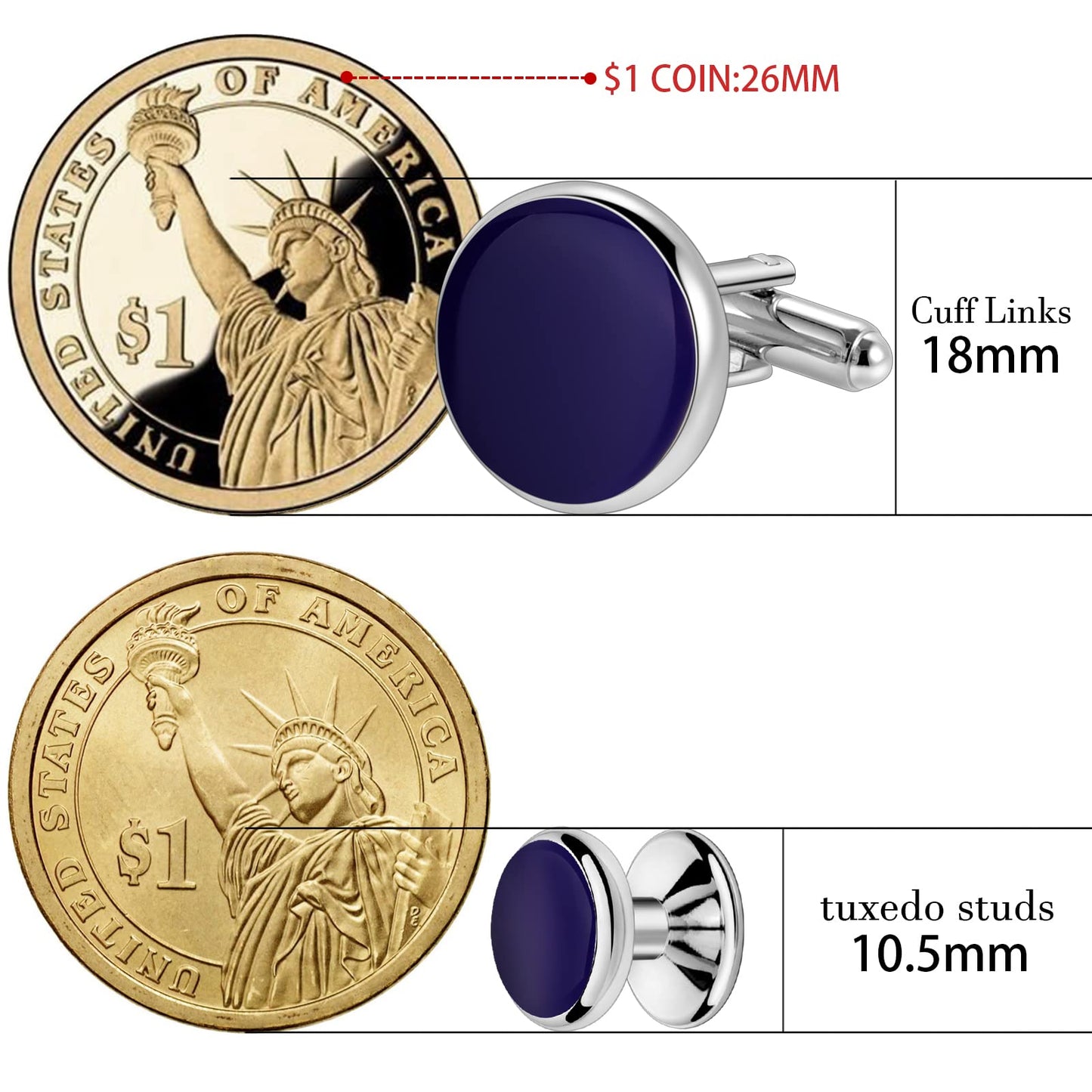 Men’s Cufflinks and Tuxedo Studs Set