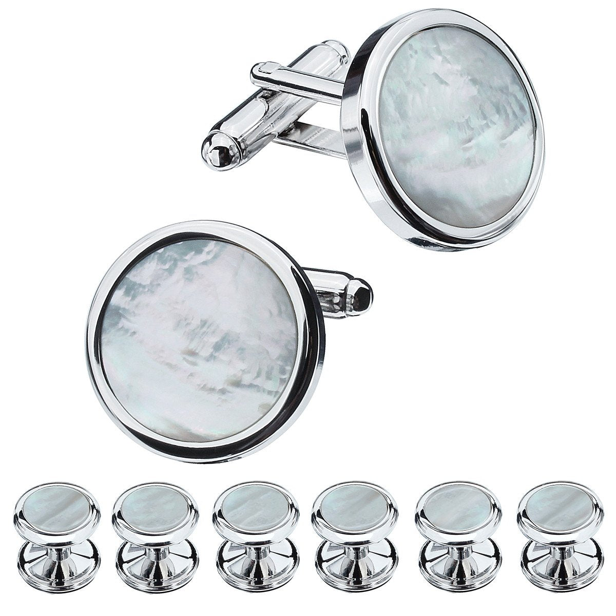 Fashion Mother-of-Pearl Tuxedo Shirt Button and Cufflink Set