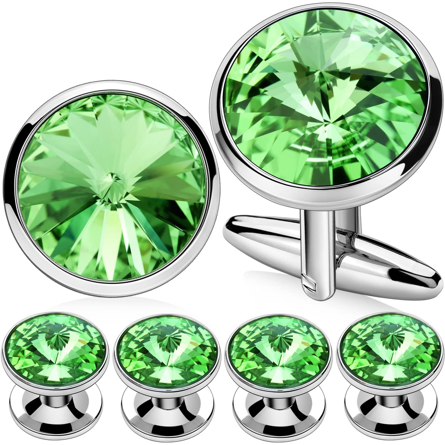 Cufflinks for Men with 4/6 pcs Shirt Studs Set, Gift Box Packed