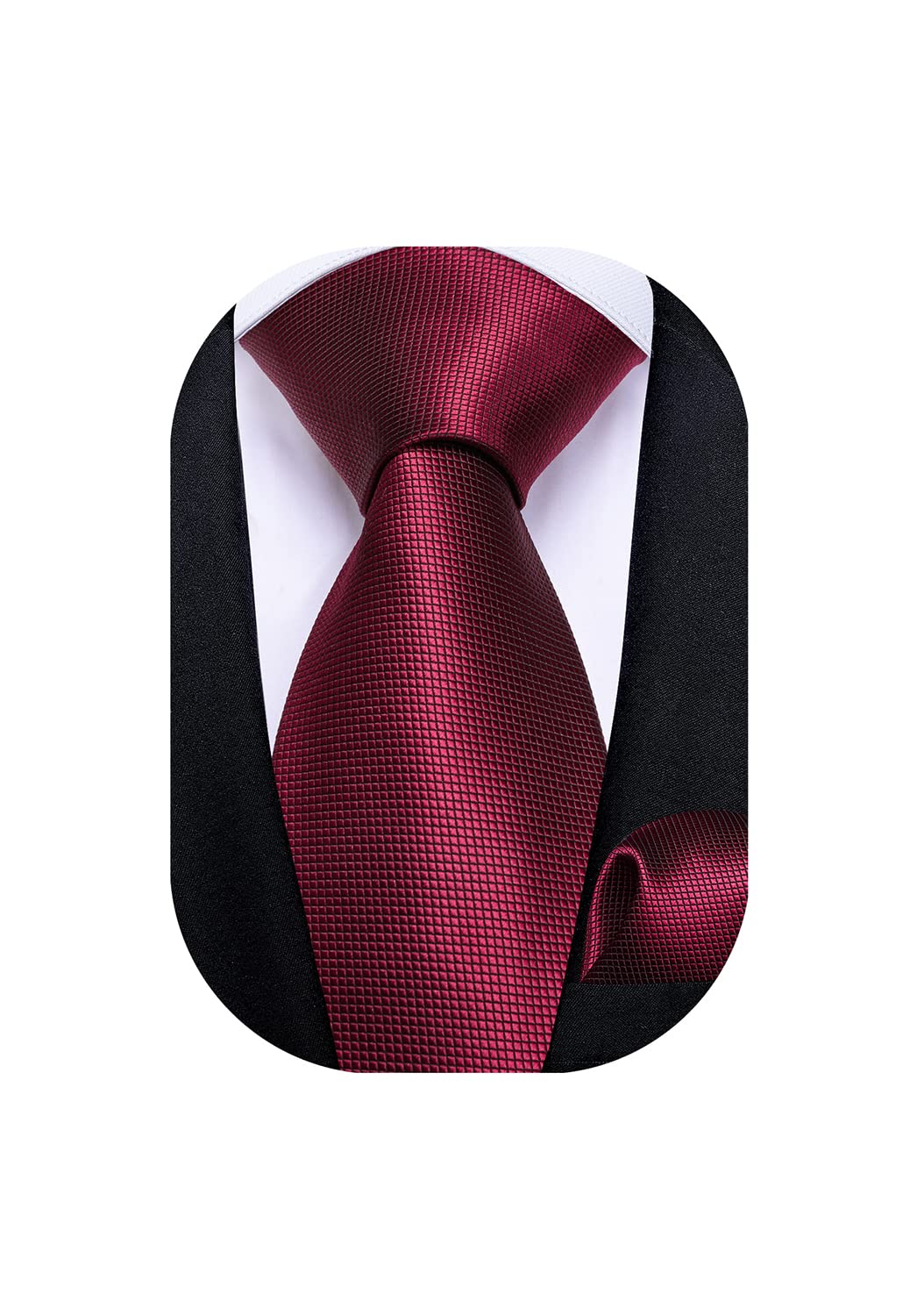Mens Solid Color Tie and Pocket Square Set Woven Silk Plain Necktie & Handkerchief for Men Wedding Party Formal