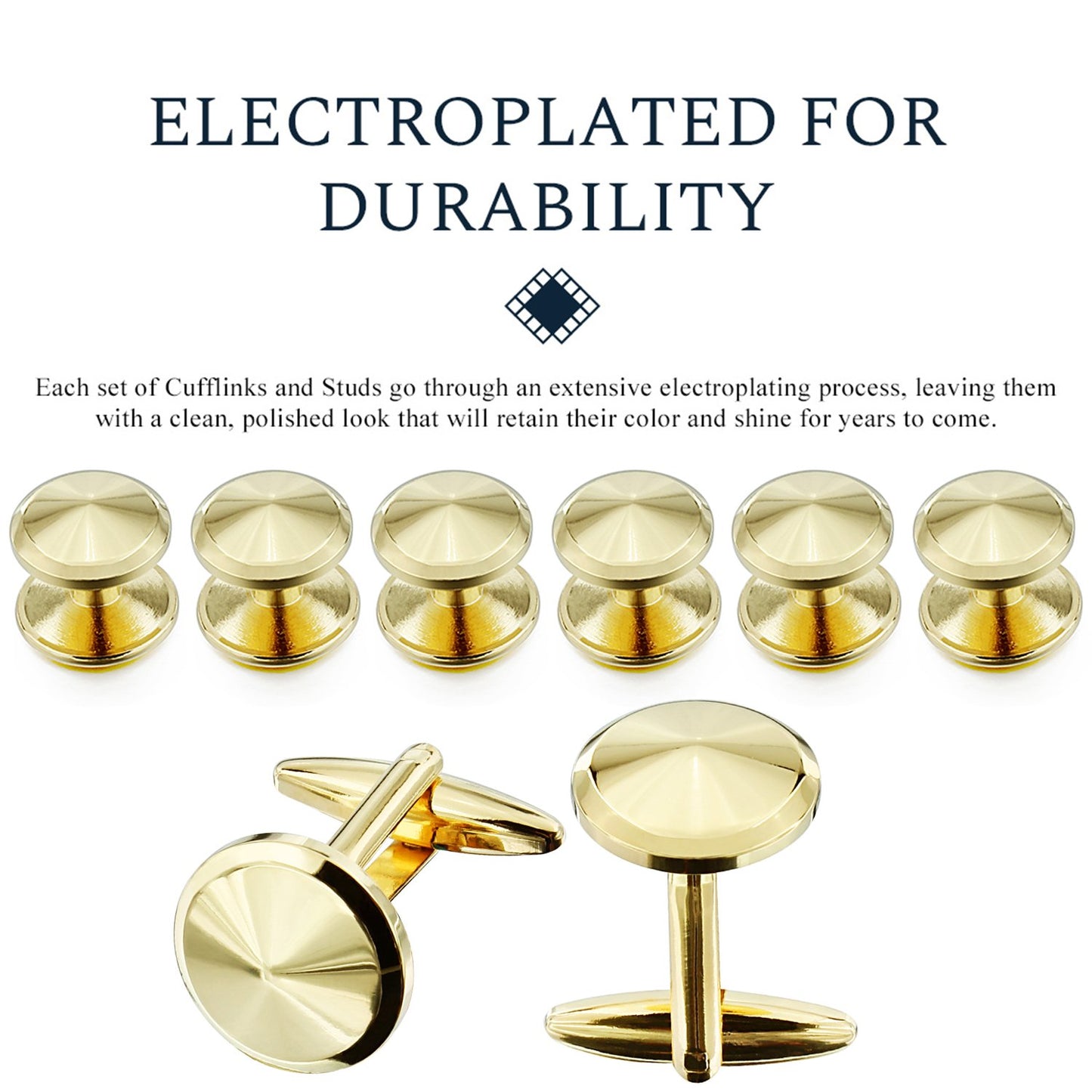 Men’s Cufflinks and Tuxedo Studs Set with Gift Box