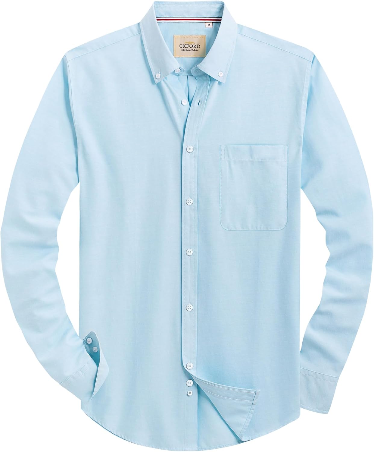 Alimens & Gentle Mens Solid Oxford Shirt Long Sleeve Dress Shirt Work Casual Button Down Shirts with Pocket