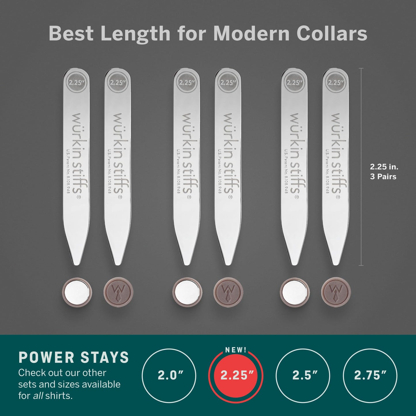 Würkin Stiffs Power Stays Magnetic Collar Stays|Power Stays with Storage Case | Metal Shirt Collar Stays for Men Clothing