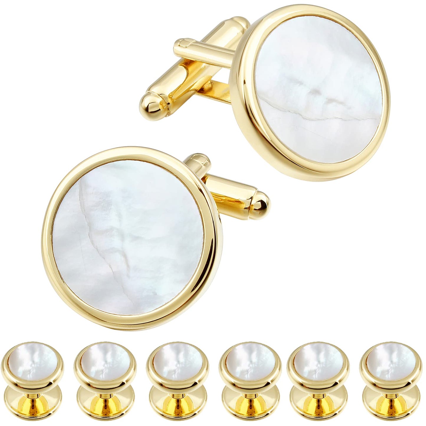 Fashion Mother-of-Pearl Tuxedo Shirt Button and Cufflink Set