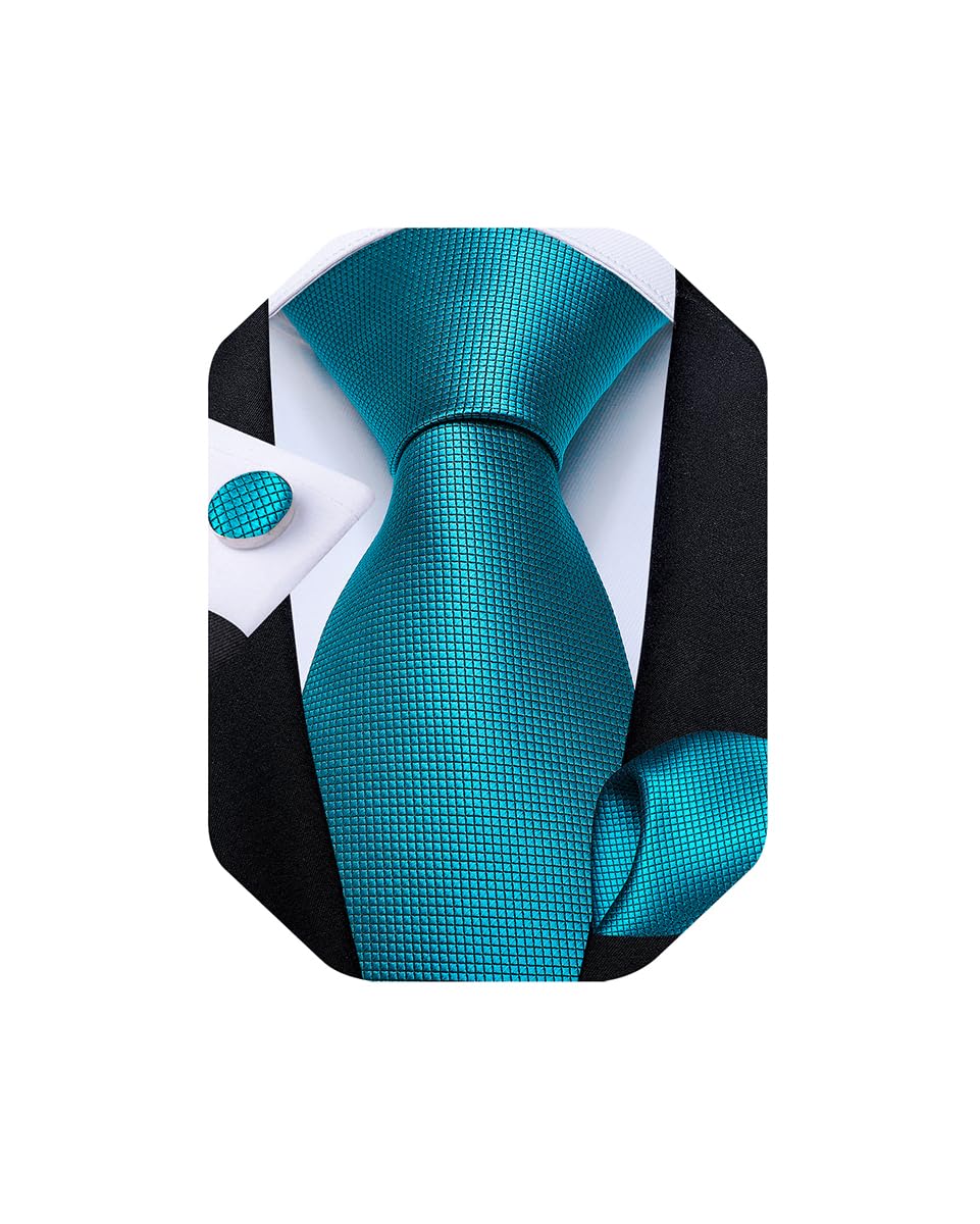 Mens Solid Color Tie and Pocket Square Set Woven Silk Plain Necktie & Handkerchief for Men Wedding Party Formal
