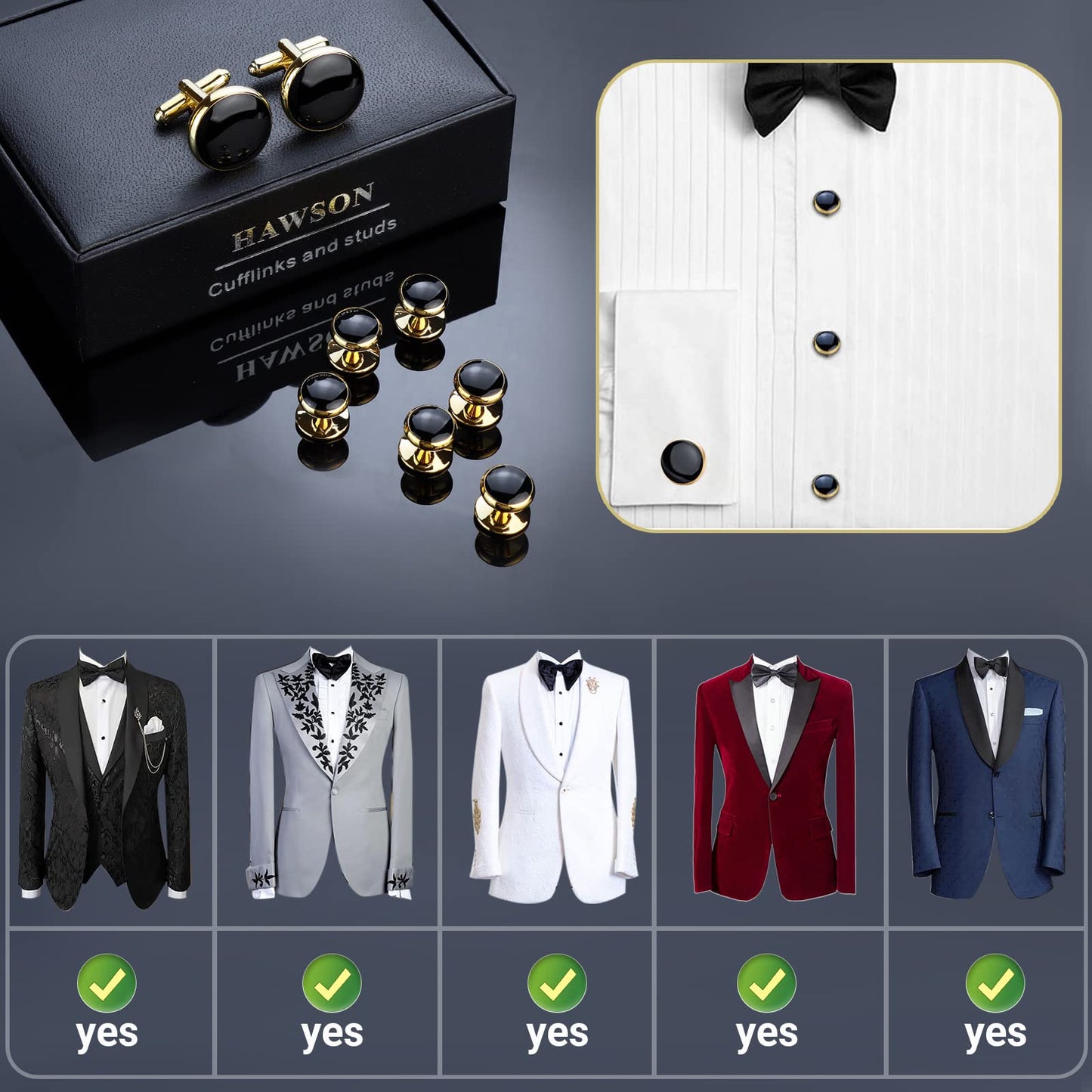 Men’s Cufflinks and Tuxedo Studs Set