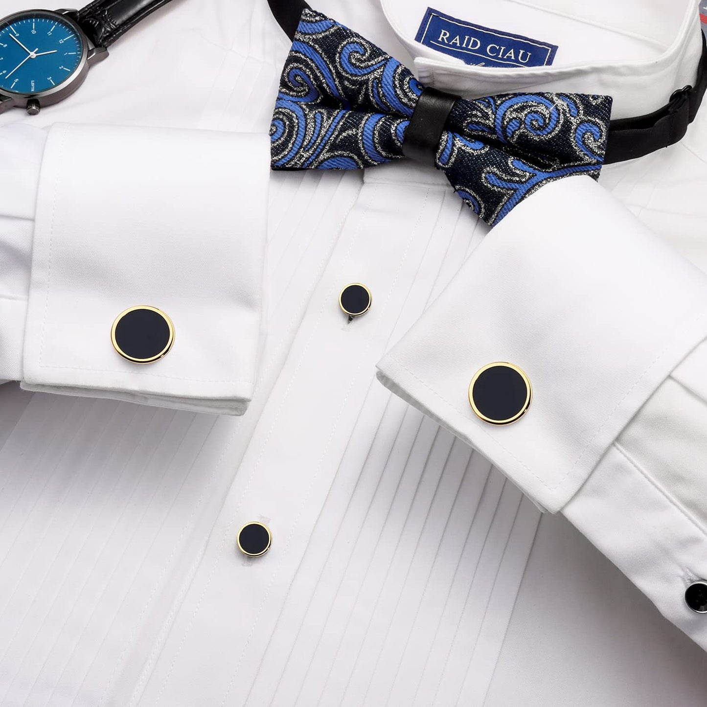 Fashion Mother-of-Pearl Tuxedo Shirt Button and Cufflink Set