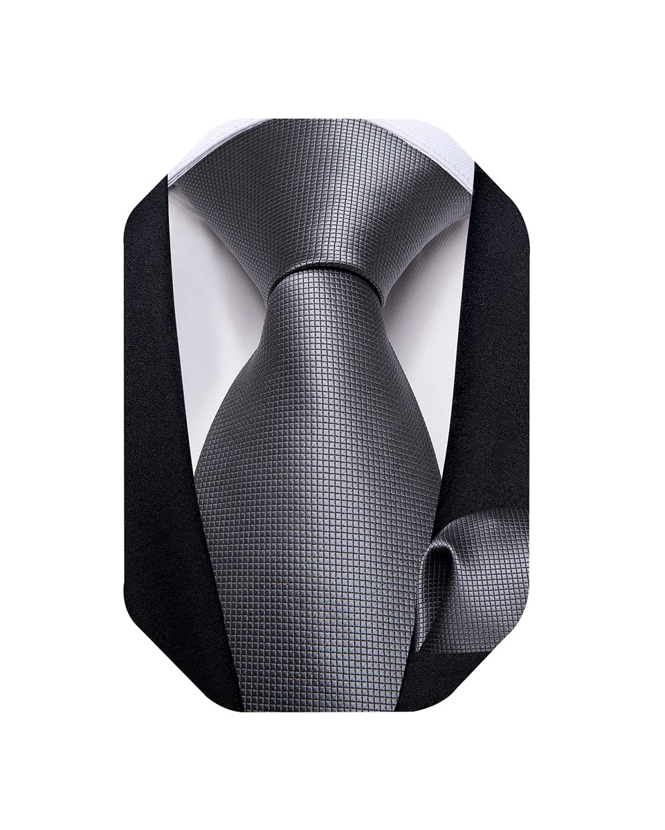Mens Solid Color Tie and Pocket Square Set Woven Silk Plain Necktie & Handkerchief for Men Wedding Party Formal