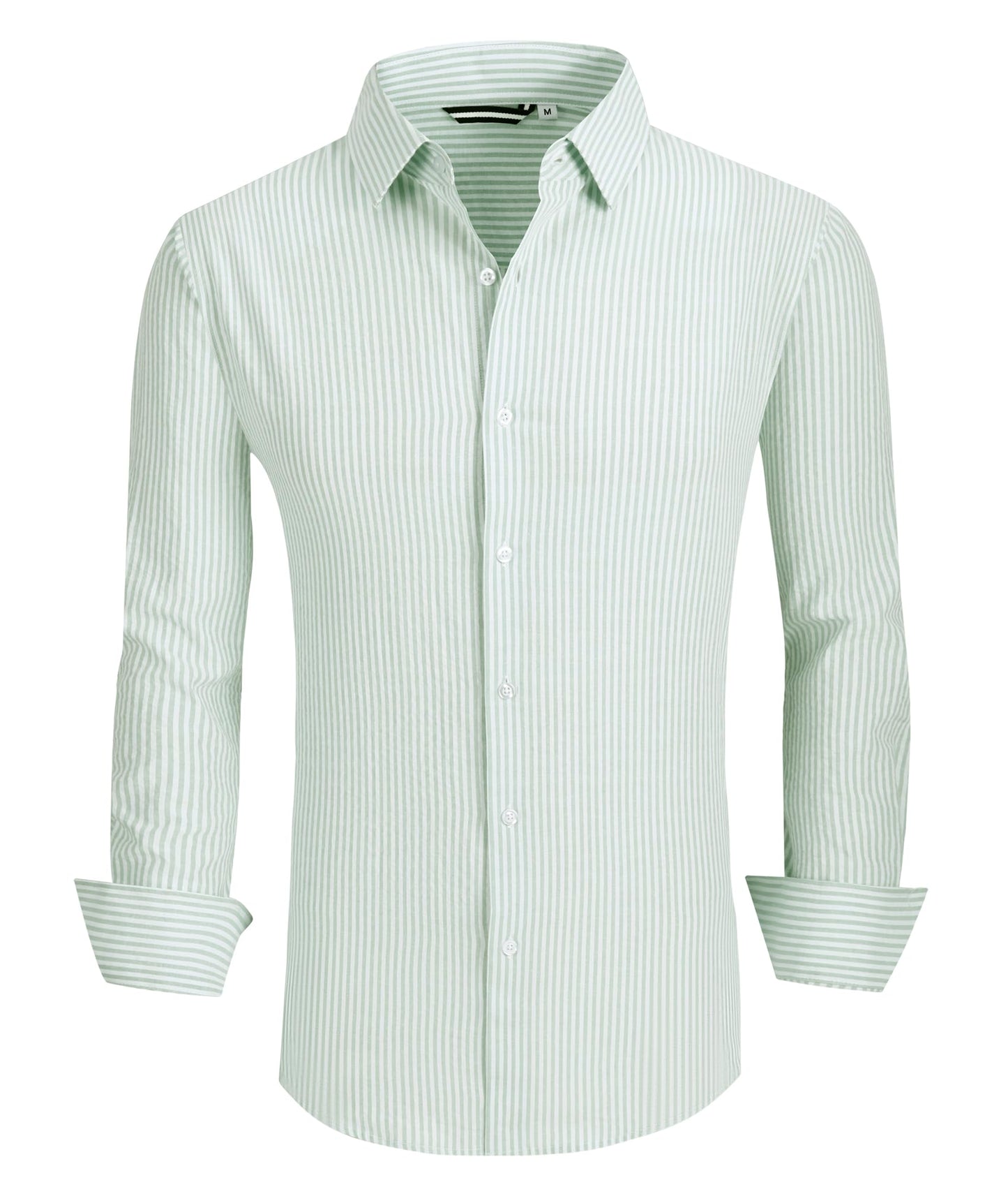 Alex Vando Mens Seersucker Dress Shirts Striped Business Casual Cotton Shirts for Men
