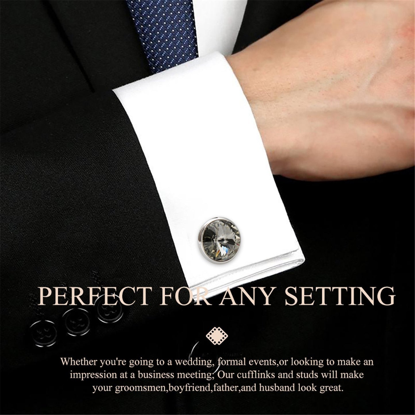 Cufflinks for Men with 4/6 pcs Shirt Studs Set, Gift Box Packed