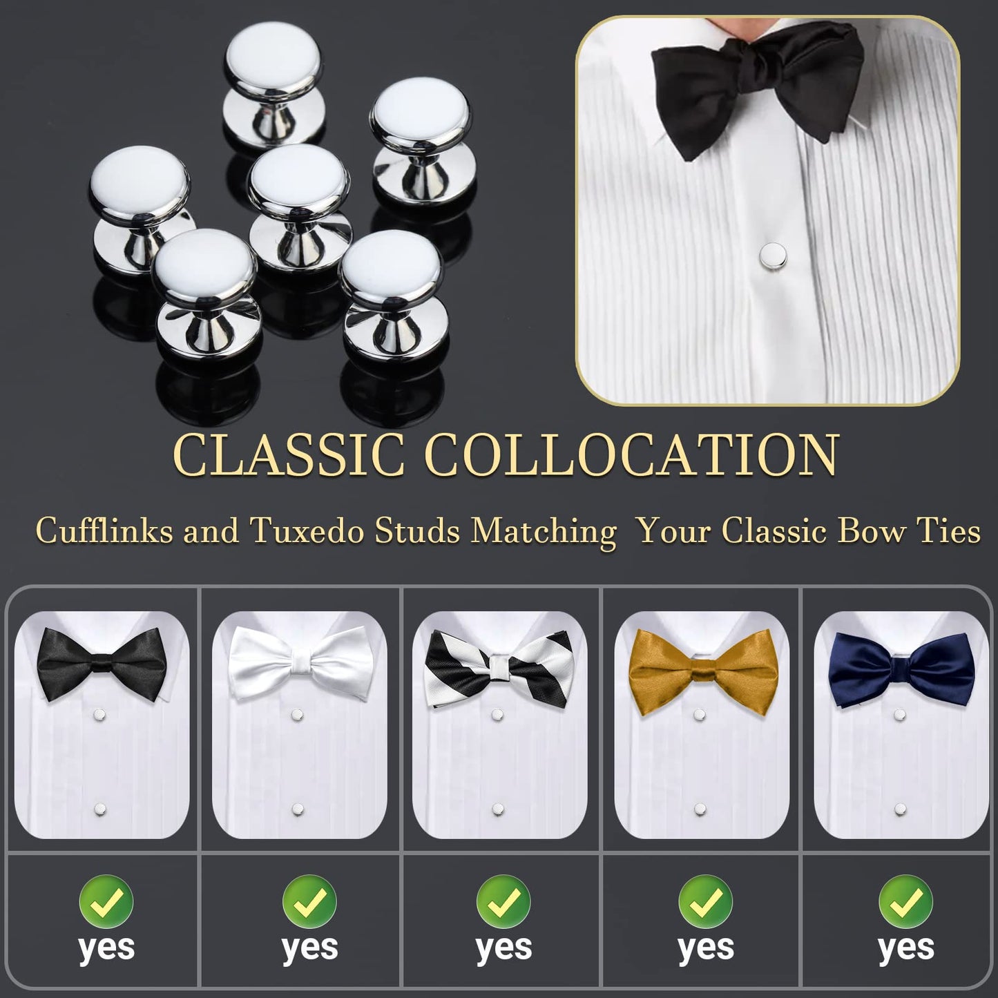 Men’s Cufflinks and Tuxedo Studs Set