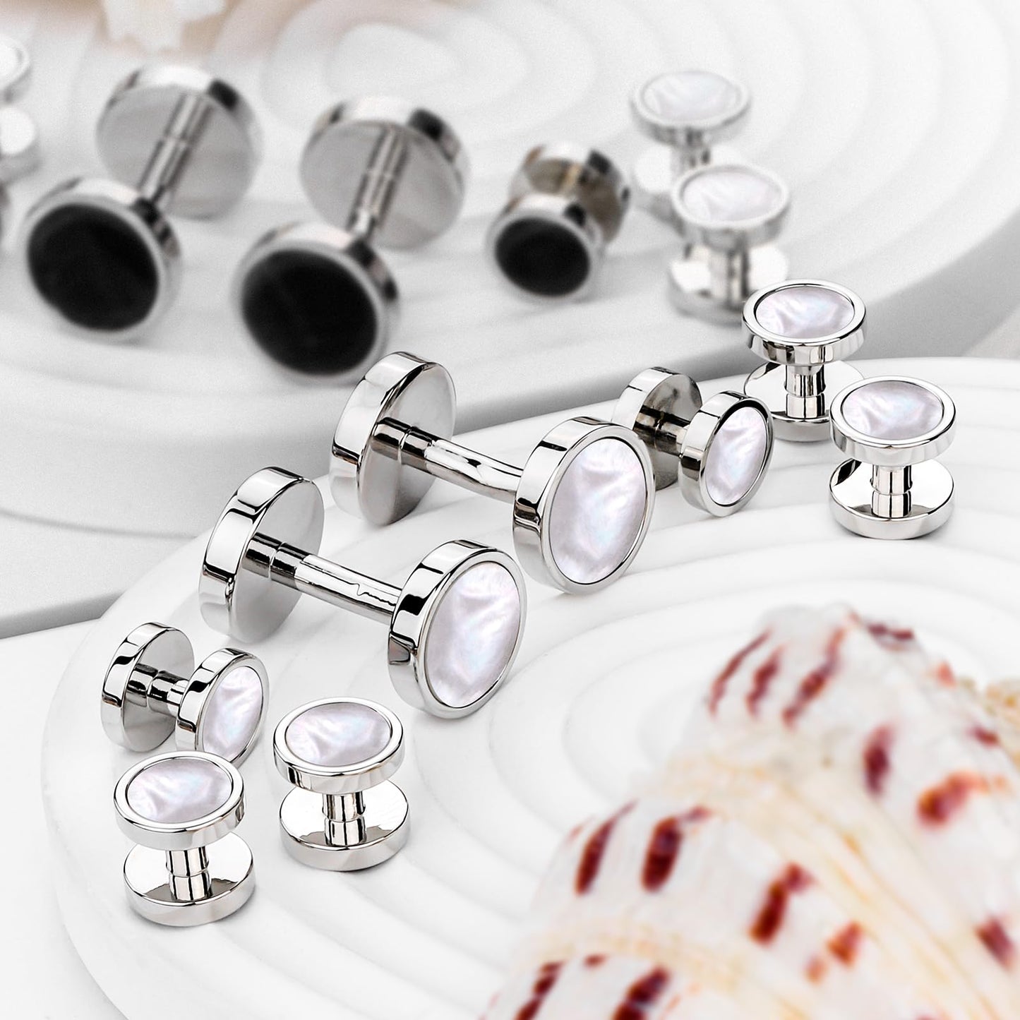 Fashion Mother-of-Pearl Tuxedo Shirt Button and Cufflink Set