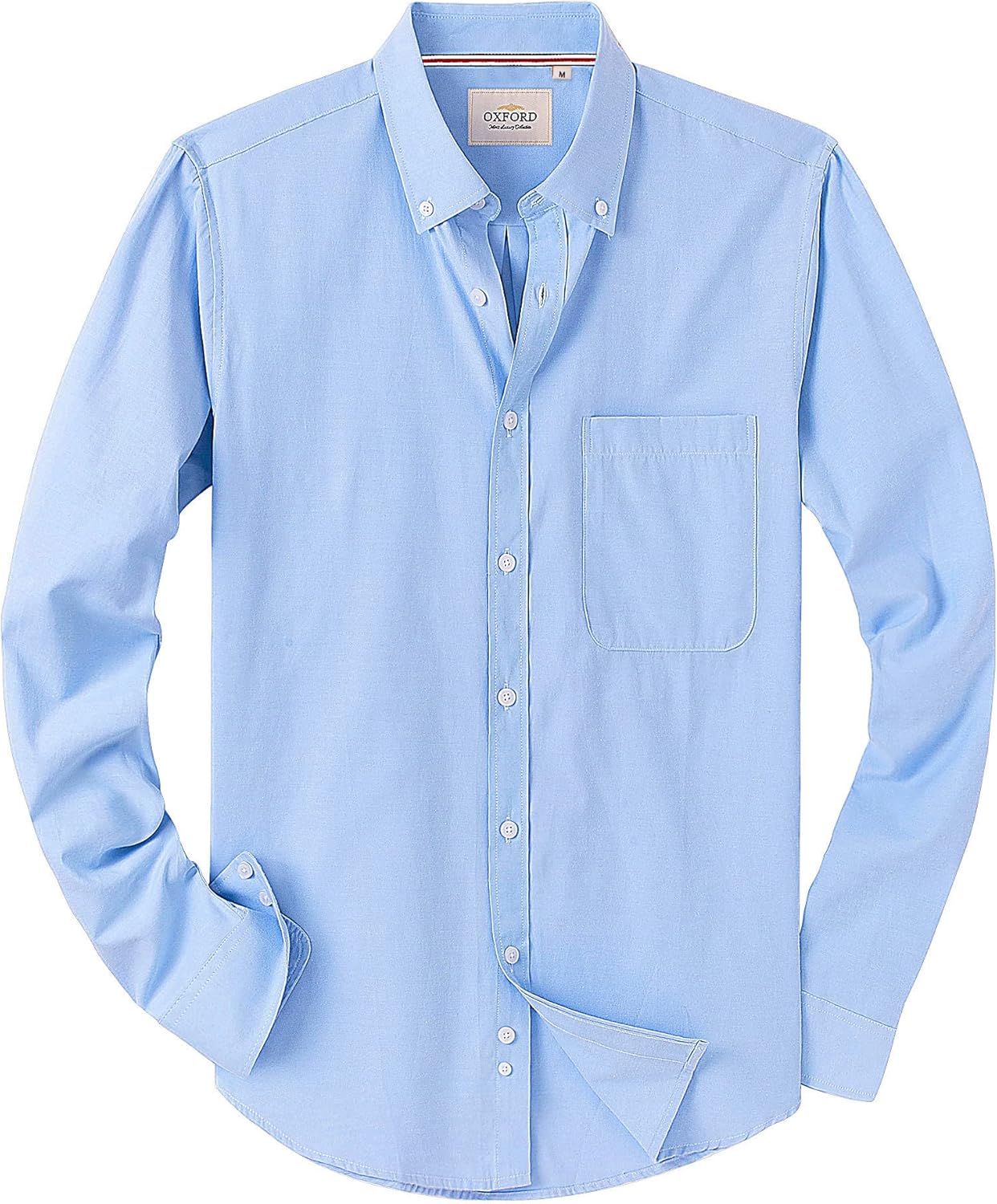 Alimens & Gentle Mens Solid Oxford Shirt Long Sleeve Dress Shirt Work Casual Button Down Shirts with Pocket