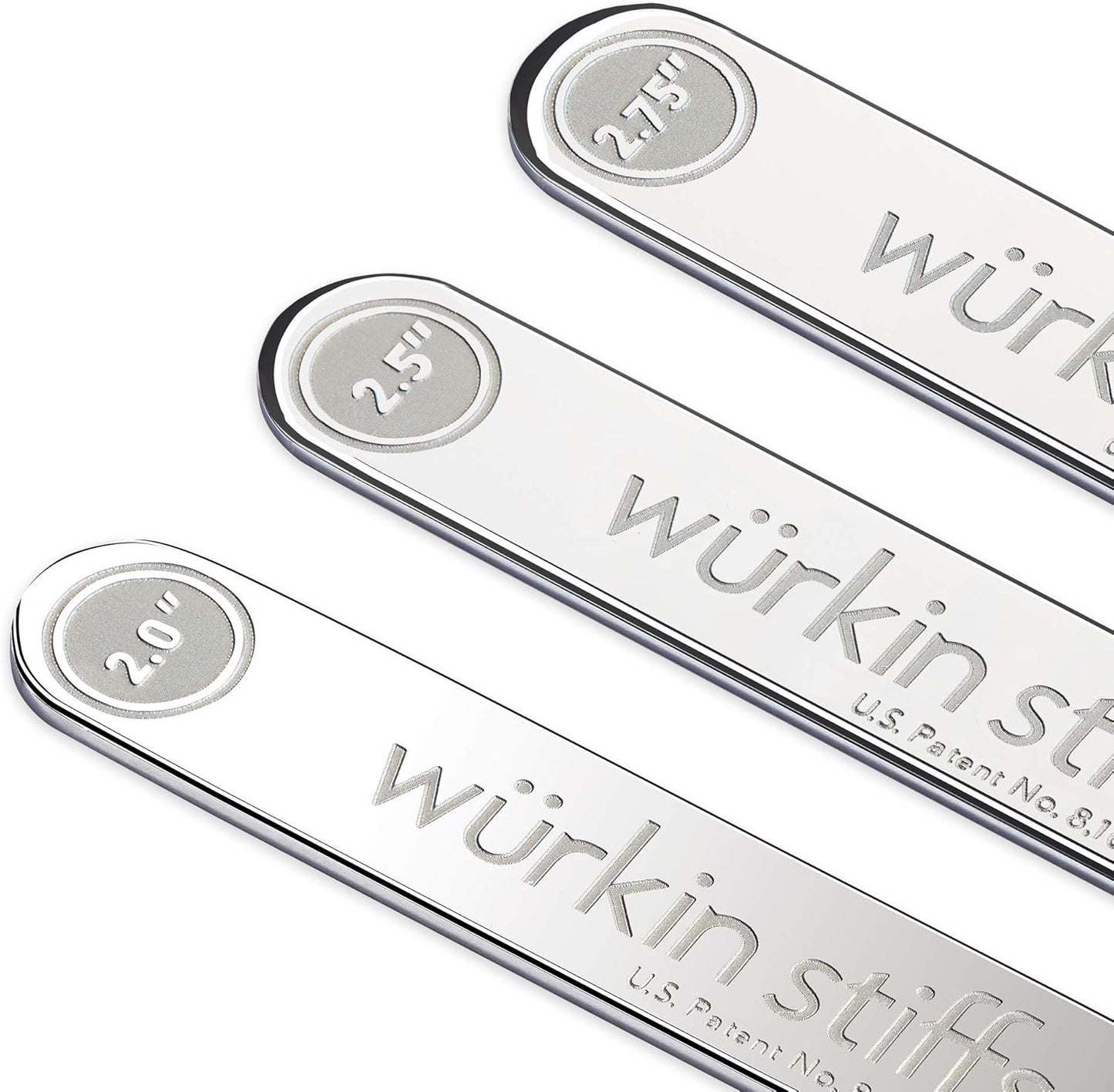 Würkin Stiffs Assorted Power Stays Magnetic Collar Stays 3 Pair | Slim Tie Bar Clip Set | Set of 3 1.65" Brushed Finish Tie Clips | As Seen on Shark Tank