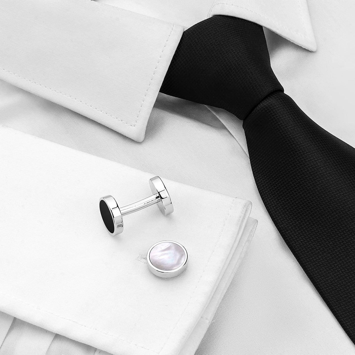 Handmade Classic Mother of Pearl Silver Cuff Links