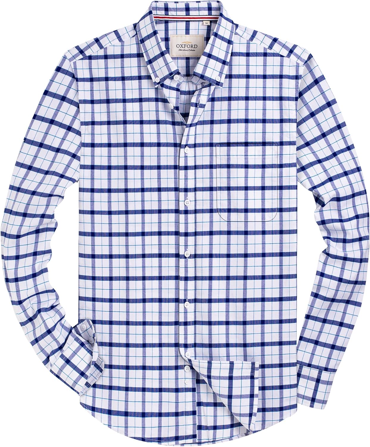 Alimens & Gentle Mens Solid Oxford Shirt Long Sleeve Dress Shirt Work Casual Button Down Shirts with Pocket