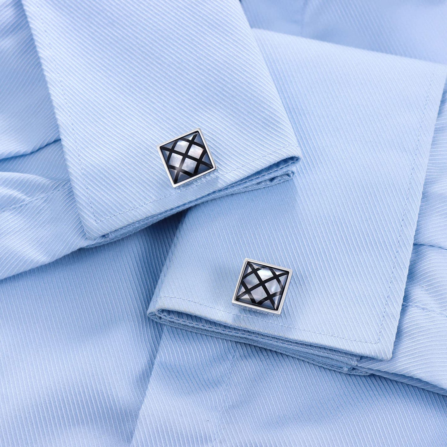 Handmade Classic Mother of Pearl Silver Cuff Links