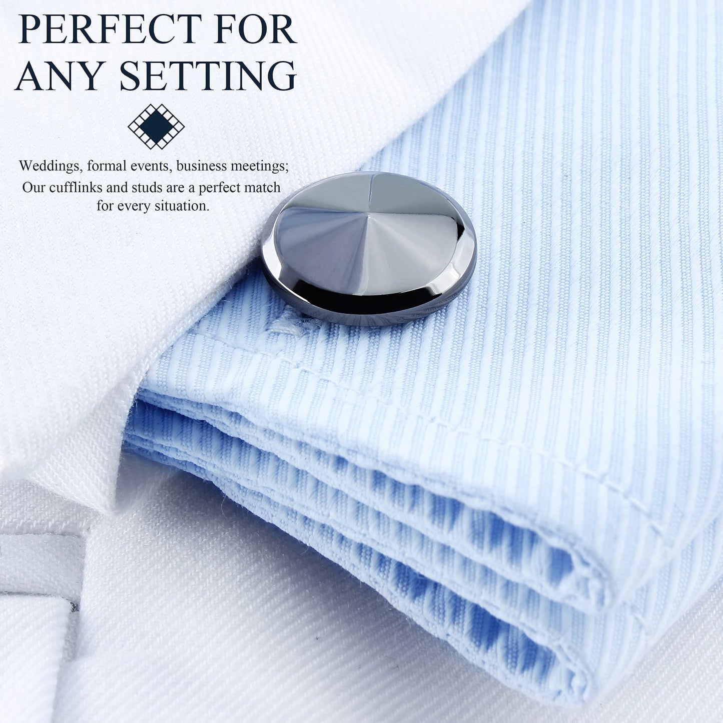 Men’s Cufflinks and Tuxedo Studs Set with Gift Box
