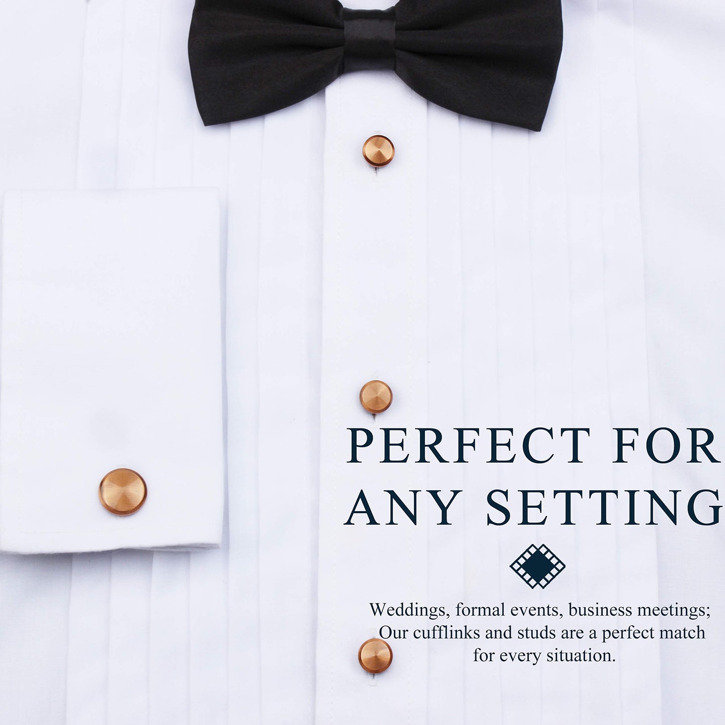 Men’s Cufflinks and Tuxedo Studs Set with Gift Box