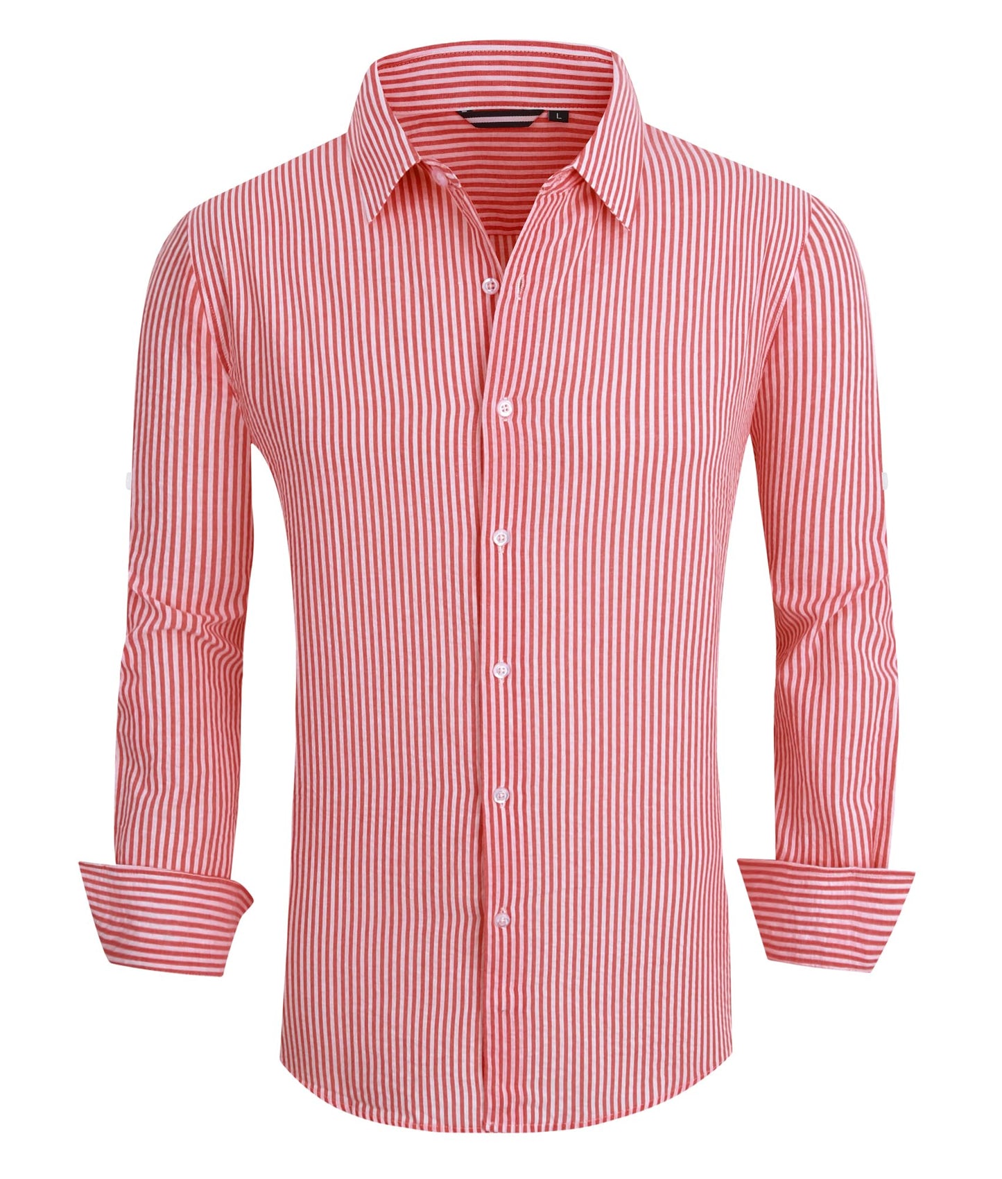 Alex Vando Mens Seersucker Dress Shirts Striped Business Casual Cotton Shirts for Men