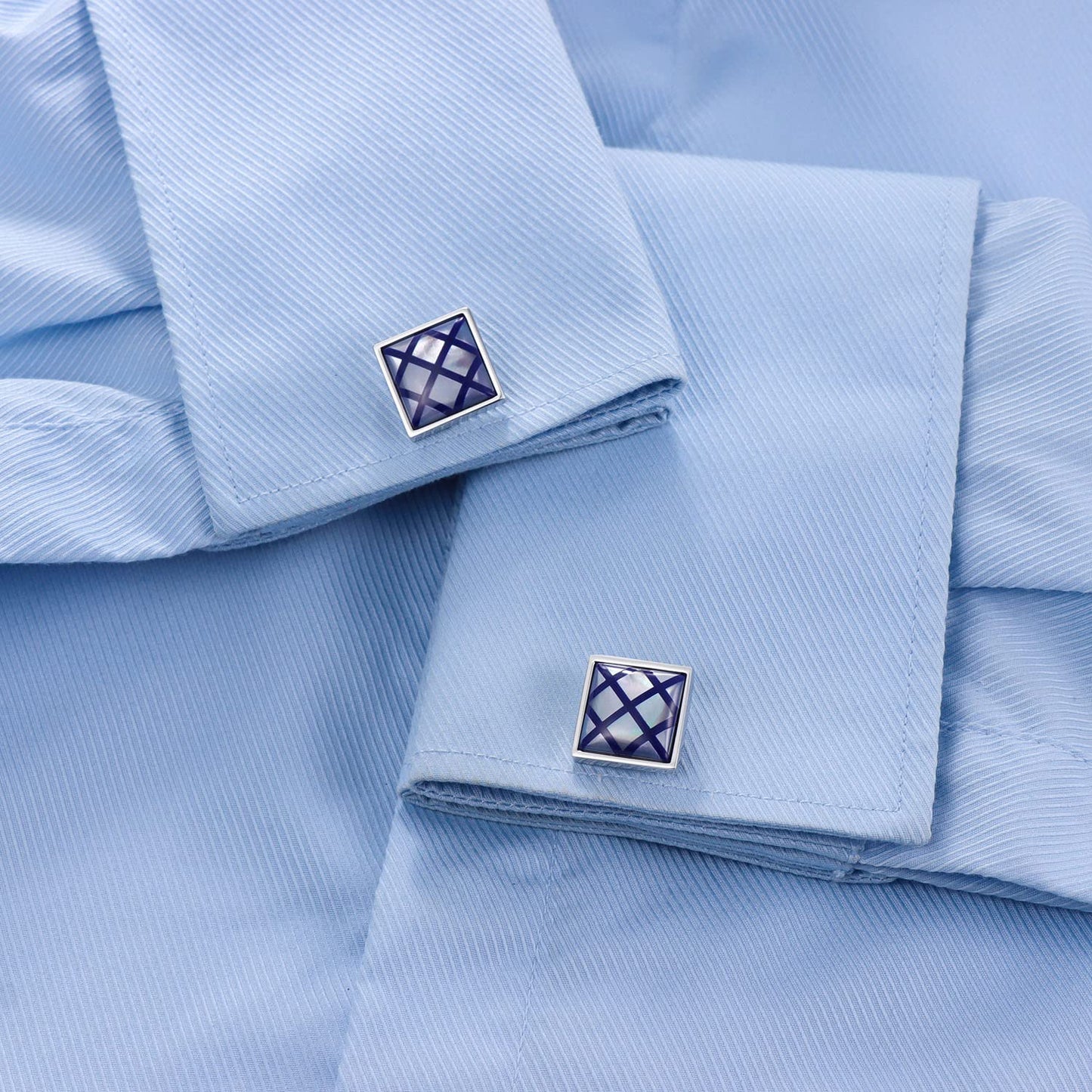 Handmade Classic Mother of Pearl Silver Cuff Links
