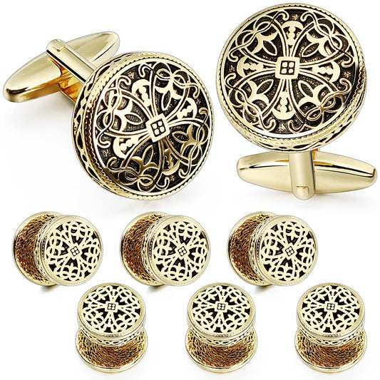 Gold Cufflinks and Tuxedo Studs for Men
