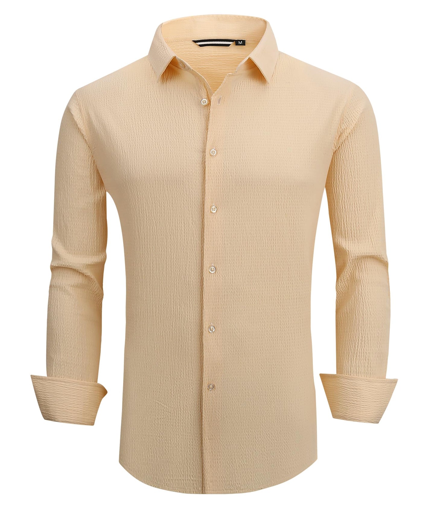 Alex Vando Mens Seersucker Dress Shirts Striped Business Casual Cotton Shirts for Men