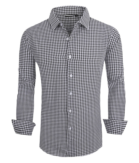 Alex Vando Mens Seersucker Dress Shirts Striped Business Casual Cotton Shirts for Men