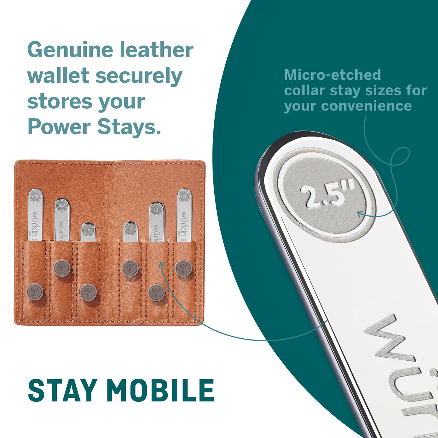 Würkin Stiffs Assorted Power Stays Magnet Collar Stay Travel Set Leather Wallet Case | Gift for Men | Seen on Shark Tank