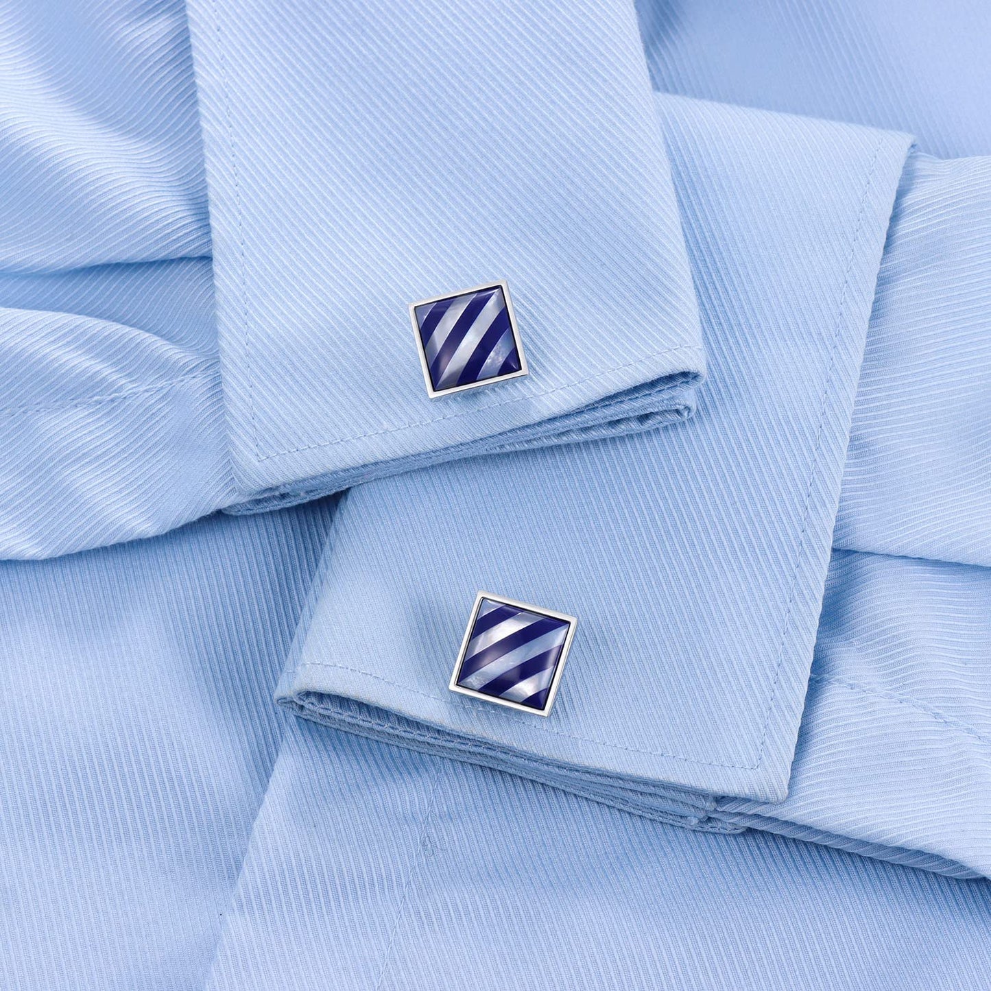 Handmade Classic Mother of Pearl Silver Cuff Links