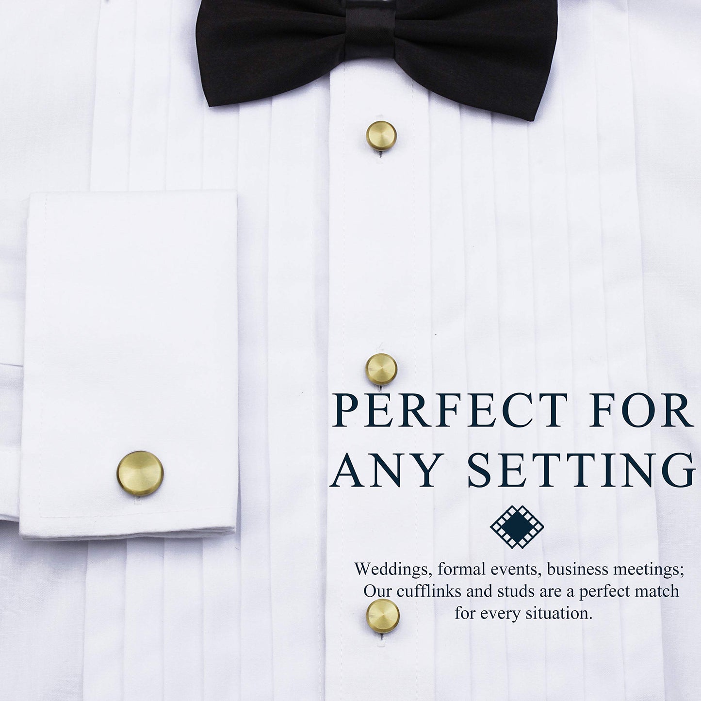Men’s Cufflinks and Tuxedo Studs Set with Gift Box