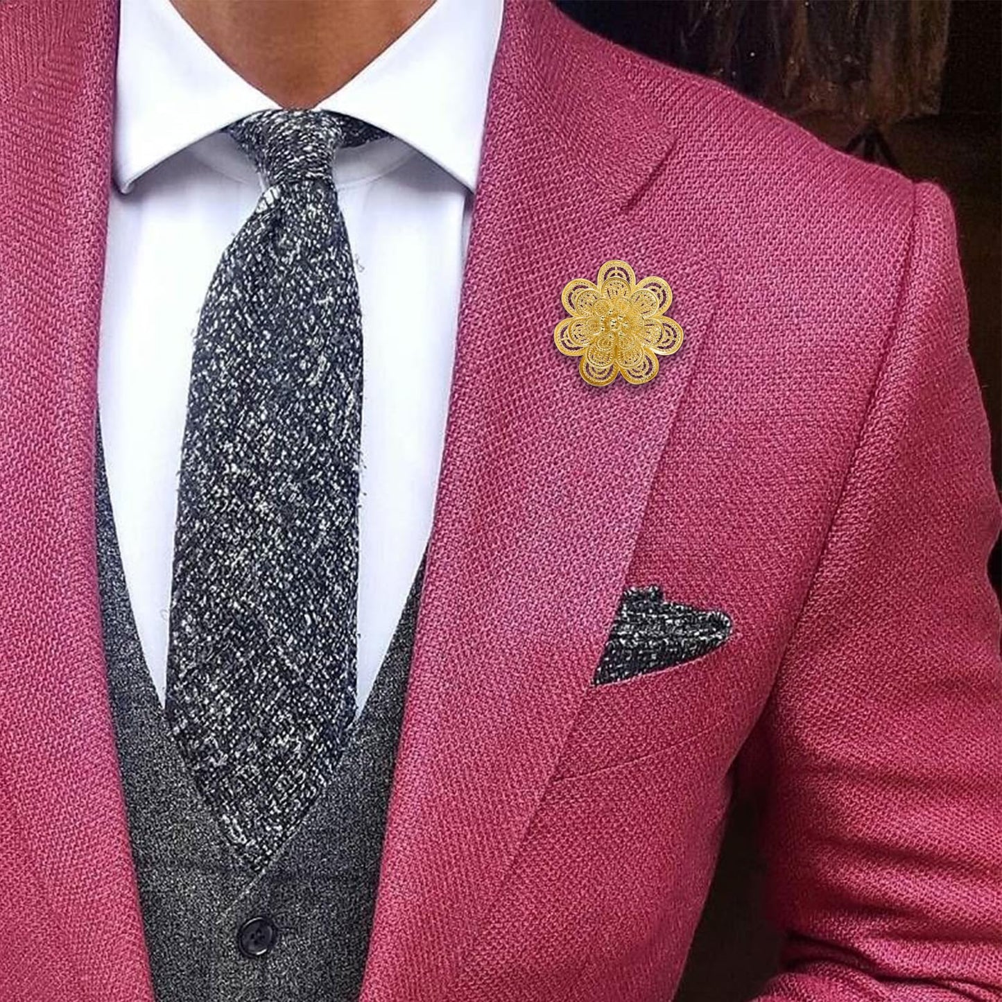 18K Gold Tone lapel Pins Brooch for Men Suit