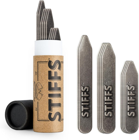Würkin Stiffs 10-Pack Assorted Non-Magnetic Brass Collar Stays 5 Pair | Includes (4) 2.0” Stays, (4) 2.5” Stays, & (2) 2.75” Stays