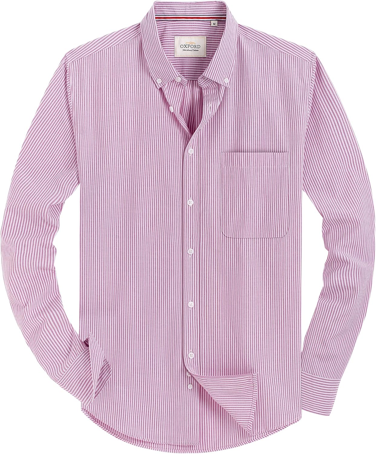 Alimens & Gentle Mens Solid Oxford Shirt Long Sleeve Dress Shirt Work Casual Button Down Shirts with Pocket