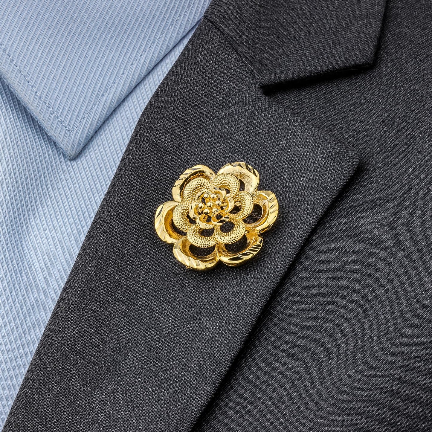 18K Gold Tone lapel Pins Brooch for Men Suit