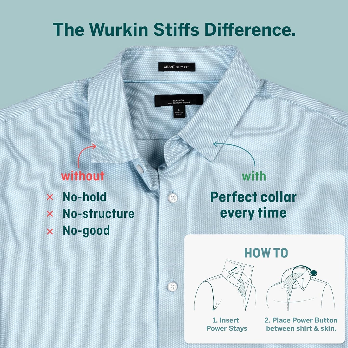 2.0-inch and 2.5-inch Power Stays Magnetic Collar Stays by Würkin Stiffs | 1 Pair of Each Size | Includes (2) 2.0” Power Stays and (2) 2.5” Power Stays with Storage Case | As Seen on Shark Tank