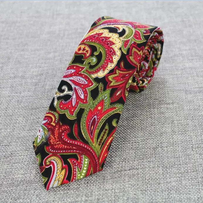 Mens Cotton Ties 6 cm Slim Tie Paisley Tie Classical Floral Ties Casual Neckties Vintage Skinny Ties For Wedding Party