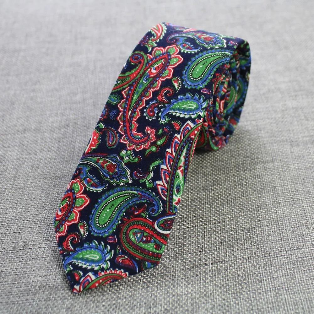 Mens Cotton Ties 6 cm Slim Tie Paisley Tie Classical Floral Ties Casual Neckties Vintage Skinny Ties For Wedding Party