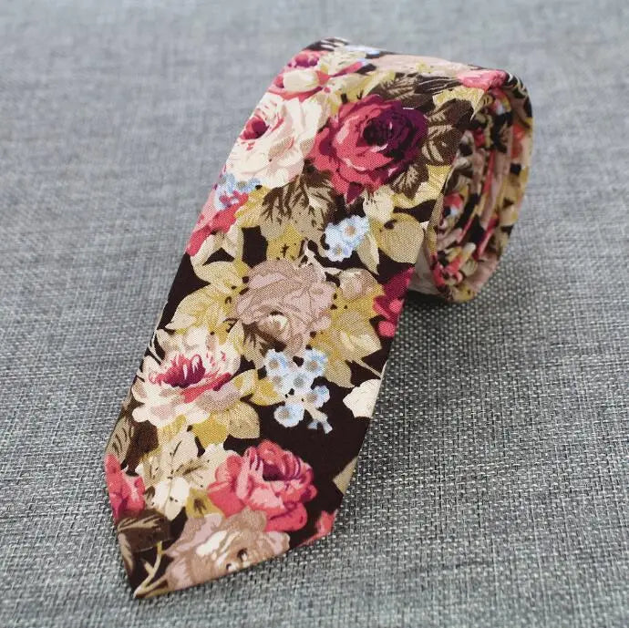 Mens Cotton Ties 6 cm Slim Tie Paisley Tie Classical Floral Ties Casual Neckties Vintage Skinny Ties For Wedding Party