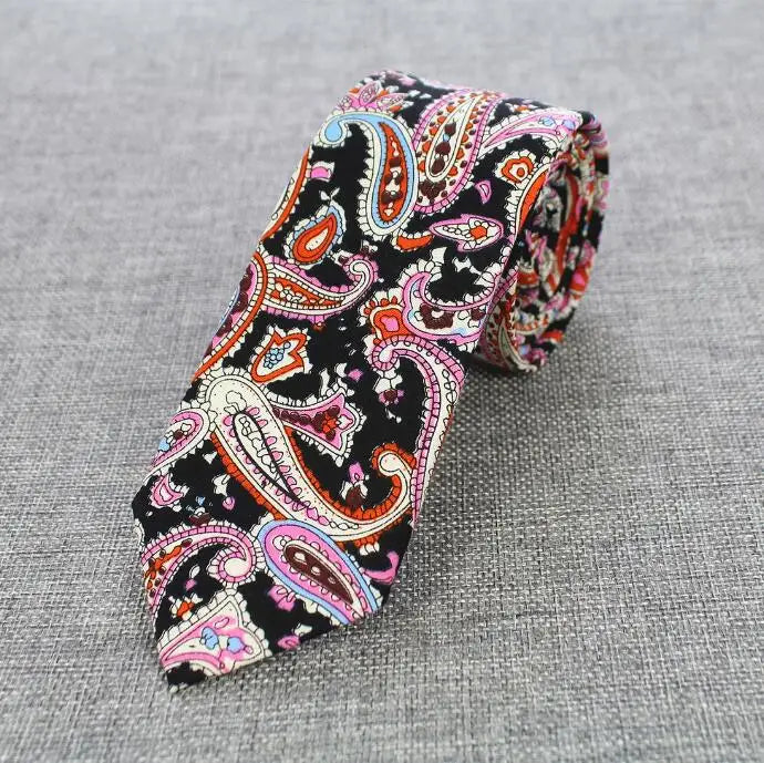 Mens Cotton Ties 6 cm Slim Tie Paisley Tie Classical Floral Ties Casual Neckties Vintage Skinny Ties For Wedding Party