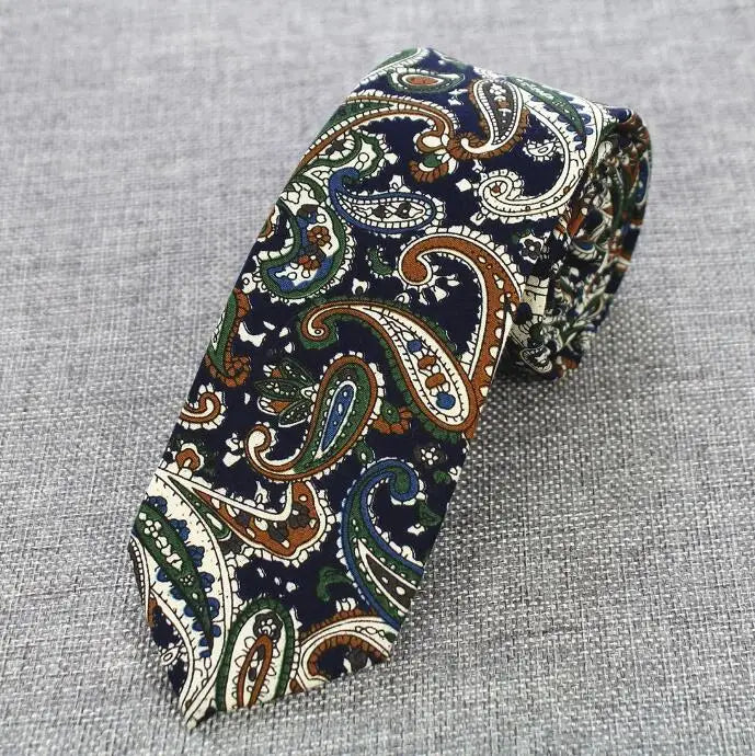 Mens Cotton Ties 6 cm Slim Tie Paisley Tie Classical Floral Ties Casual Neckties Vintage Skinny Ties For Wedding Party