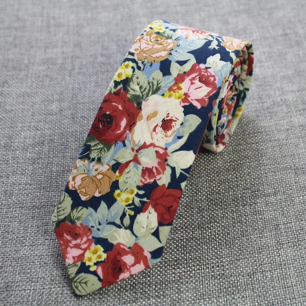 Mens Cotton Ties 6 cm Slim Tie Paisley Tie Classical Floral Ties Casual Neckties Vintage Skinny Ties For Wedding Party