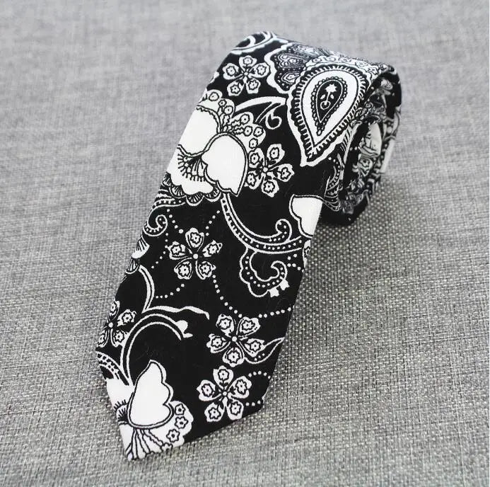 Mens Cotton Ties 6 cm Slim Tie Paisley Tie Classical Floral Ties Casual Neckties Vintage Skinny Ties For Wedding Party