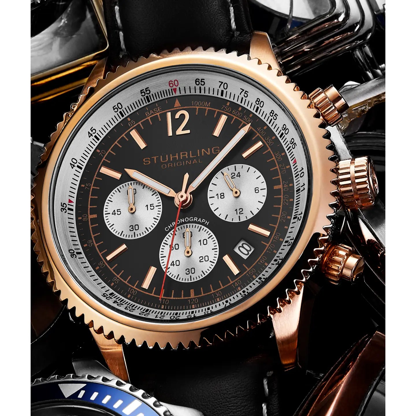 Stuhrling Monaco 44mm Chronograph with Tachymeter Sporty Dress Watch